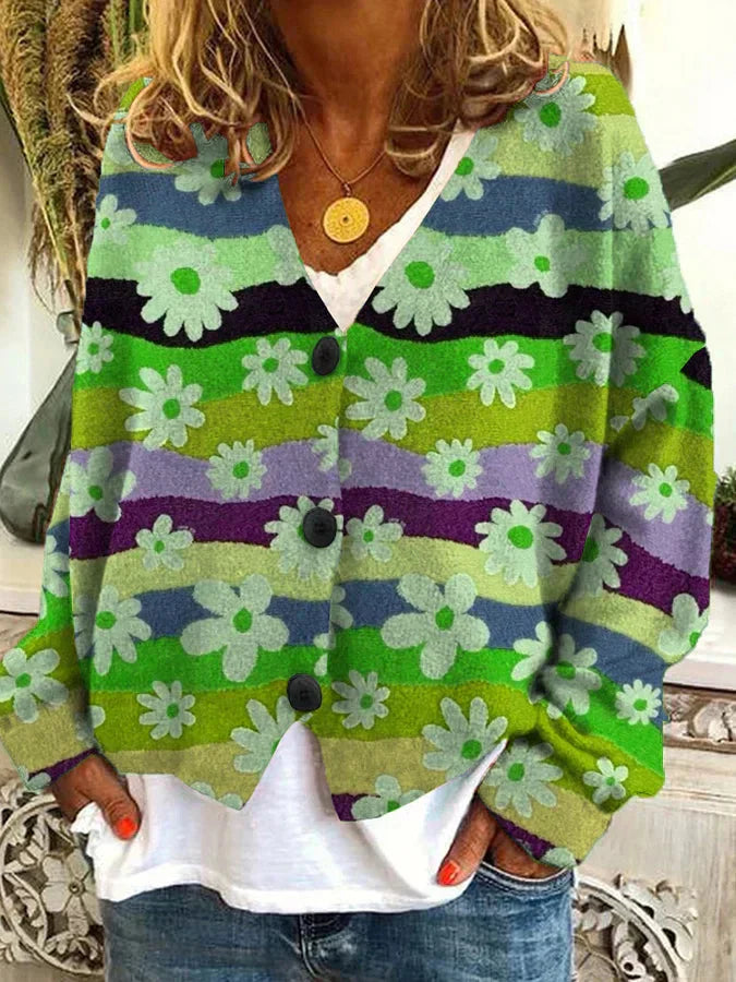 Stilla | Lækker cardigan i blomster-flanell til damer