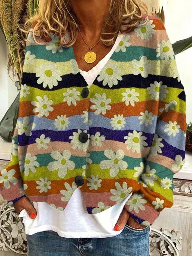 Stilla | Lækker cardigan i blomster-flanell til damer
