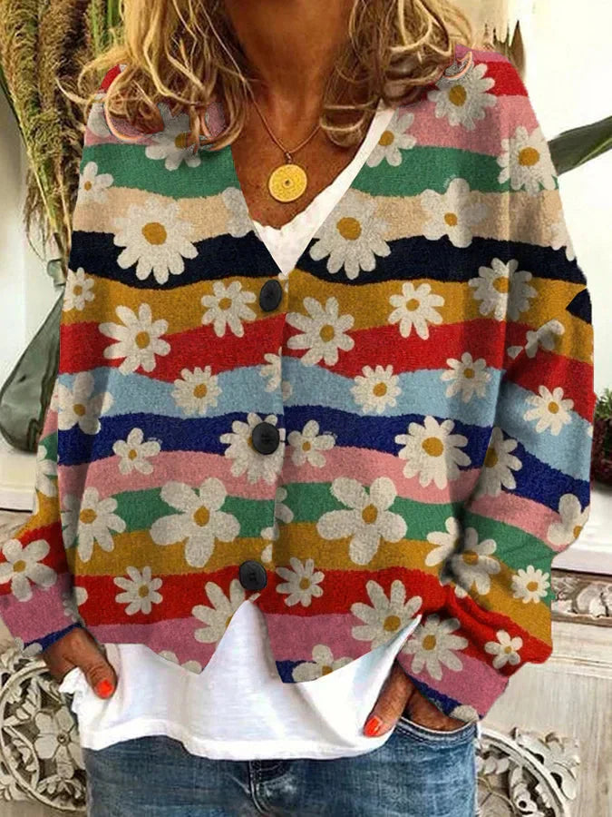 Stilla | Lækker cardigan i blomster-flanell til damer