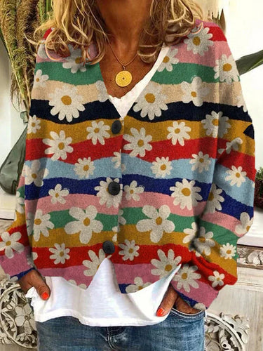 Stilla | Lækker cardigan i blomster-flanell til damer