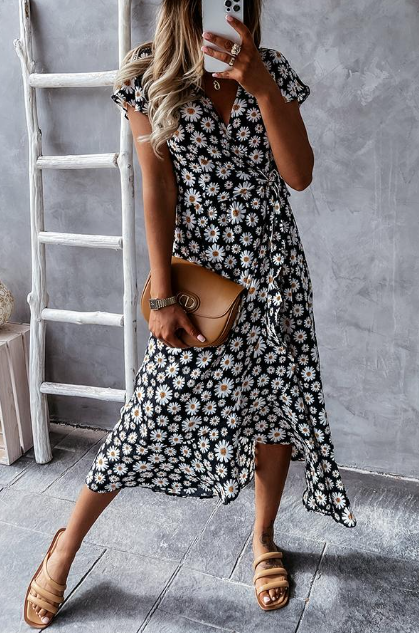 Stilla | Daisy Print Midi Kjole