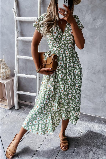 Stilla | Daisy Print Midi Kjole