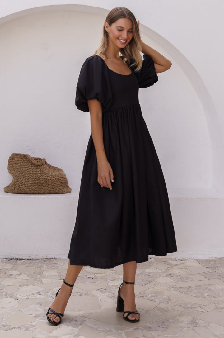 Stilla | Elegante Midikjole Med Puffærmer