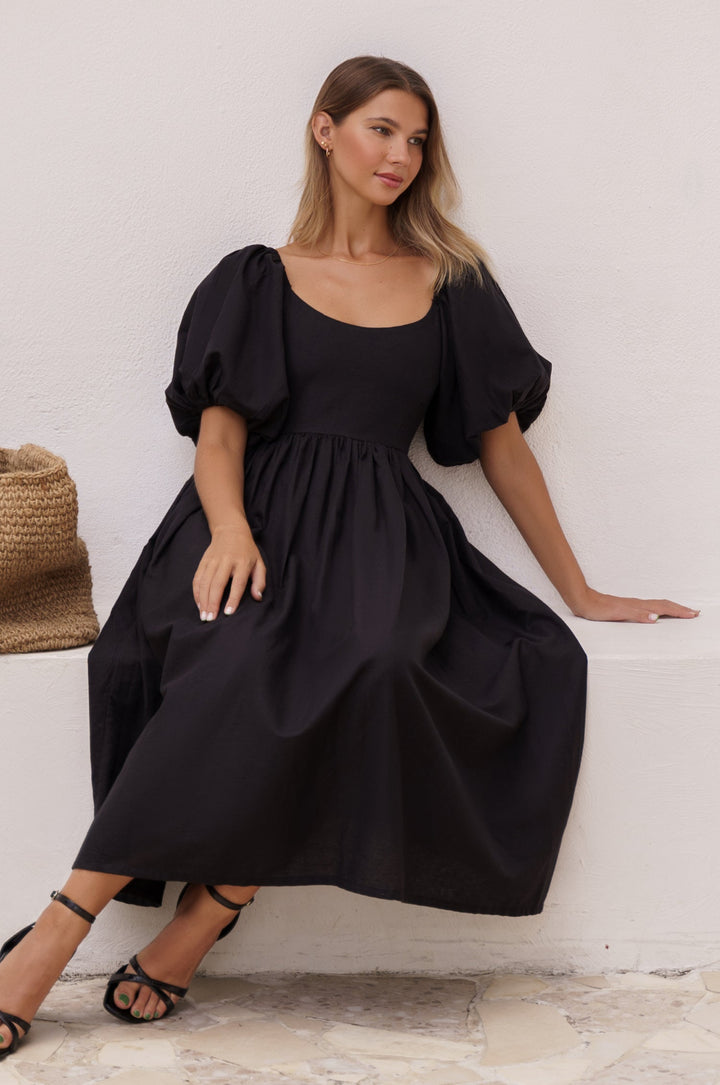 Stilla | Elegante Midikjole Med Puffærmer