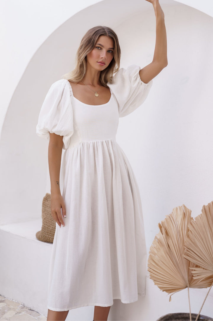 Stilla | Elegante Midikjole Med Puffærmer