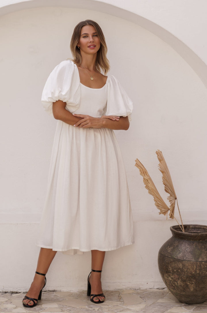 Stilla | Elegante Midikjole Med Puffærmer