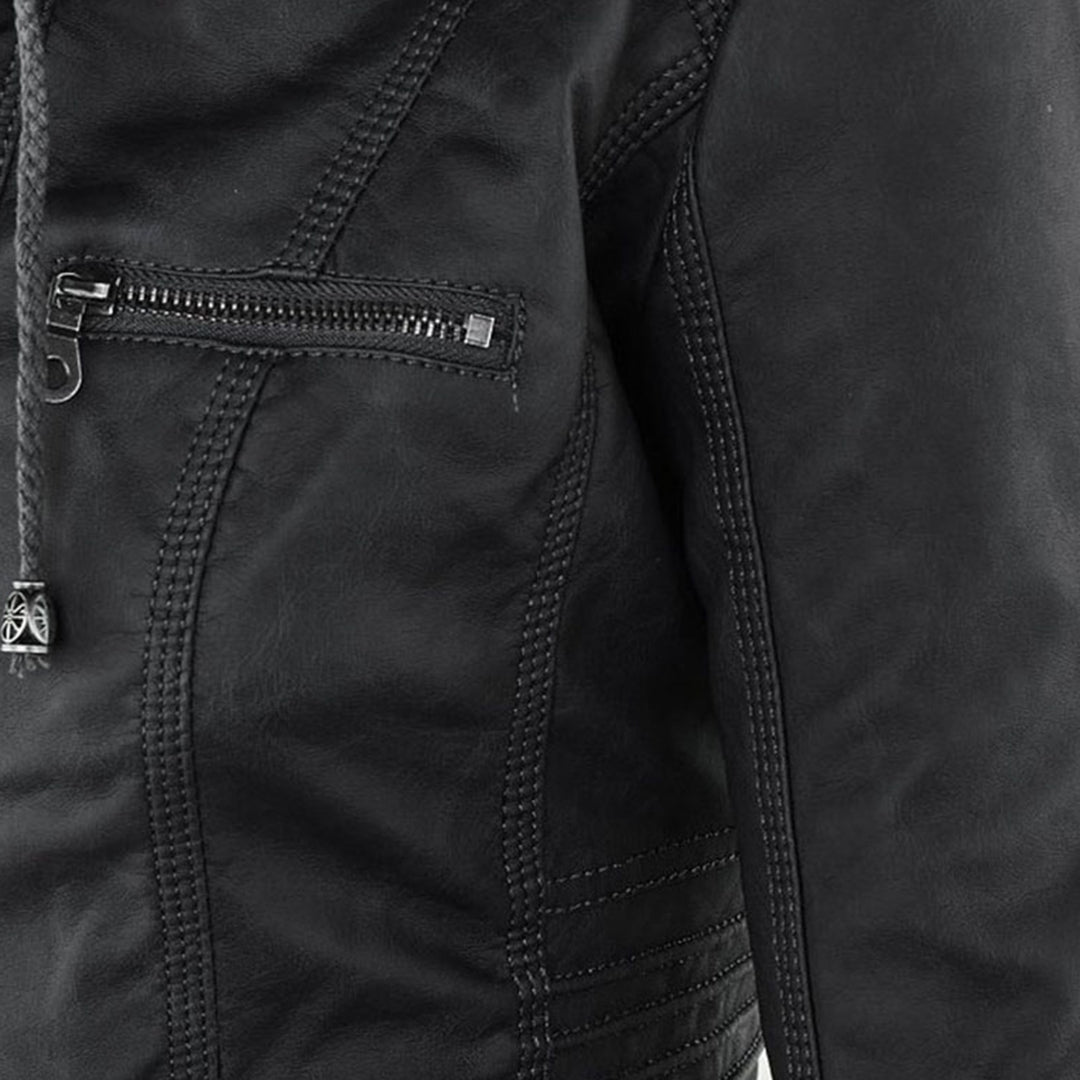 Stilla | Kunstlæderjakke med Hætte - Urban Style & Altvejr-Beskyttelse