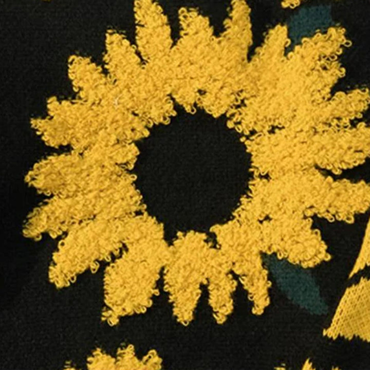 Stilla | Mønstret, Blød Strikpullover Med Solsikkemotiv