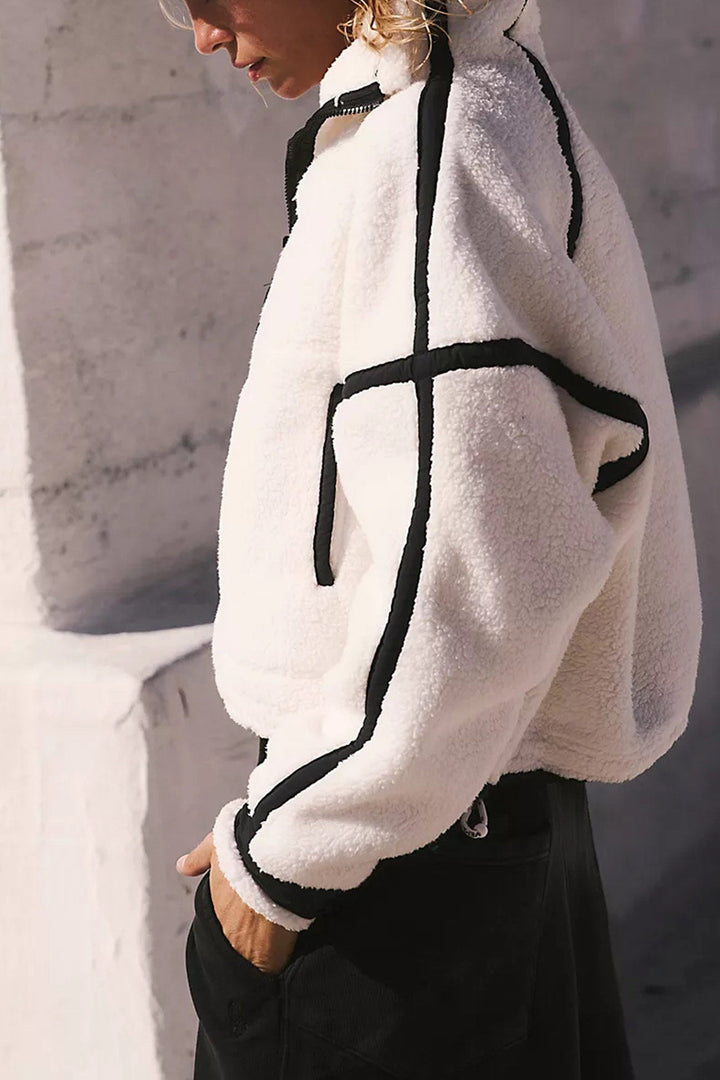 Stilla | Sweatshirt med ståkrave og kontrastfyldt lynlås