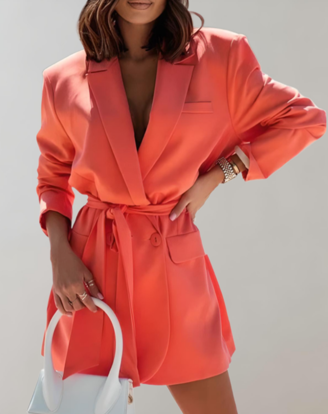 Stilla | Elegant og Plus Size Blazer Med Bælte, Fås i Forskellige Farver