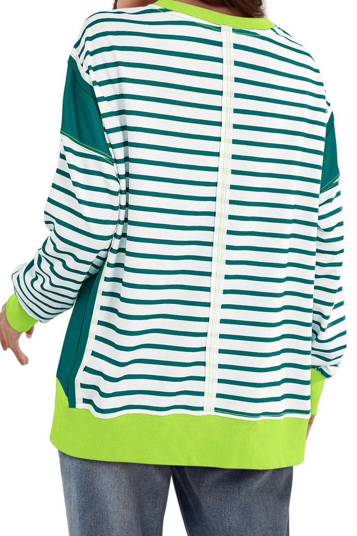 Stilla | Svedtrøje Rund hals Patchwork Stribet