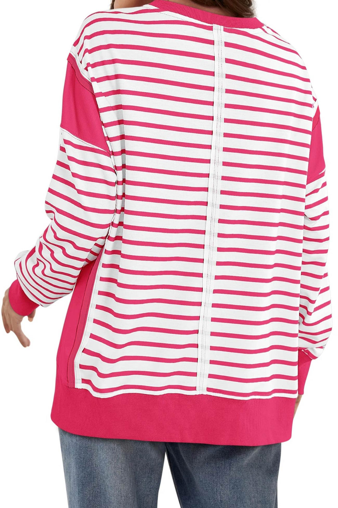 Stilla | Svedtrøje Rund hals Patchwork Stribet
