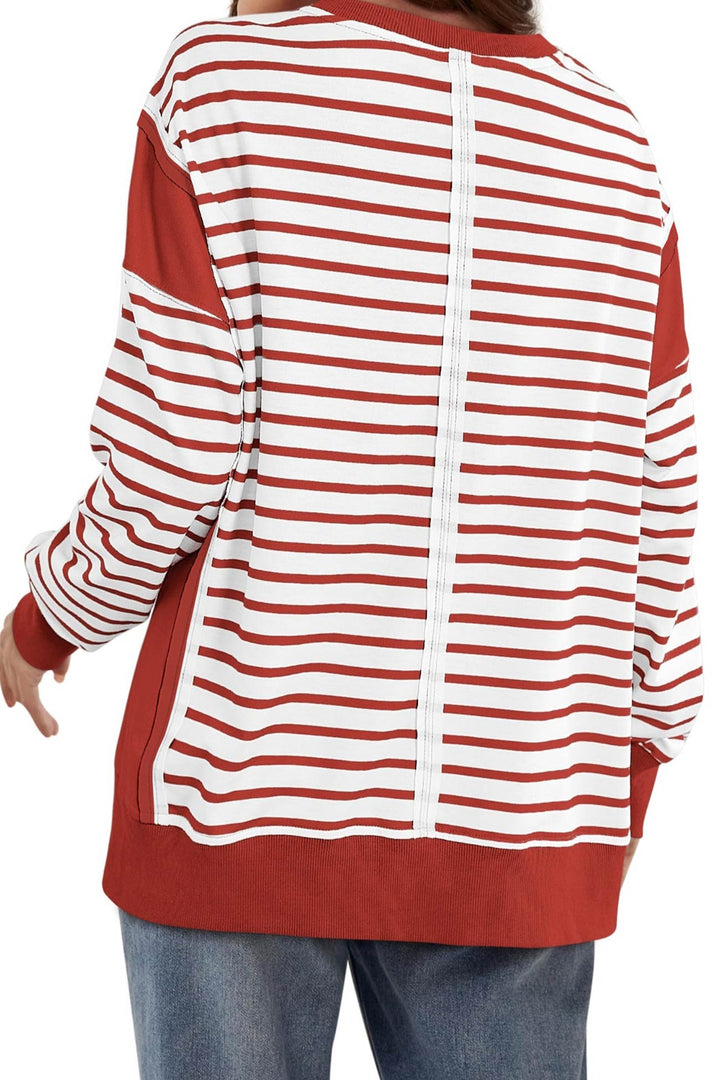 Stilla | Svedtrøje Rund hals Patchwork Stribet