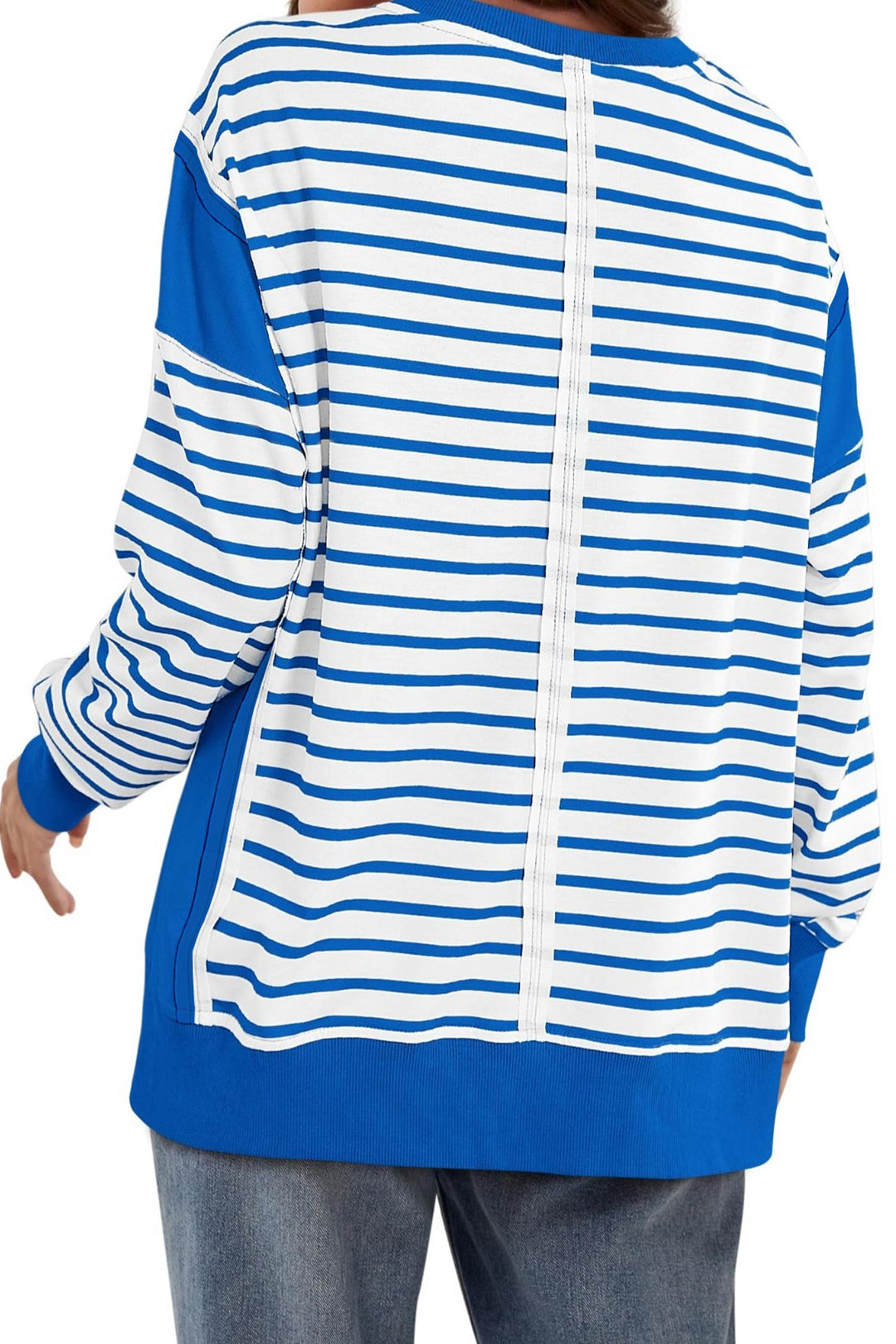 Stilla | Svedtrøje Rund hals Patchwork Stribet