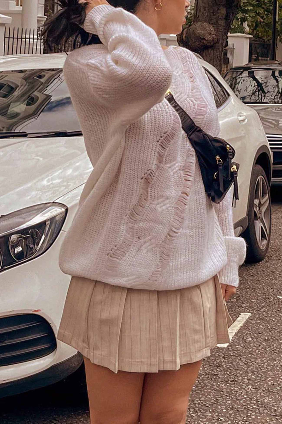 Stilla | Pullover med rund halsudskæring lavet af hulstrik