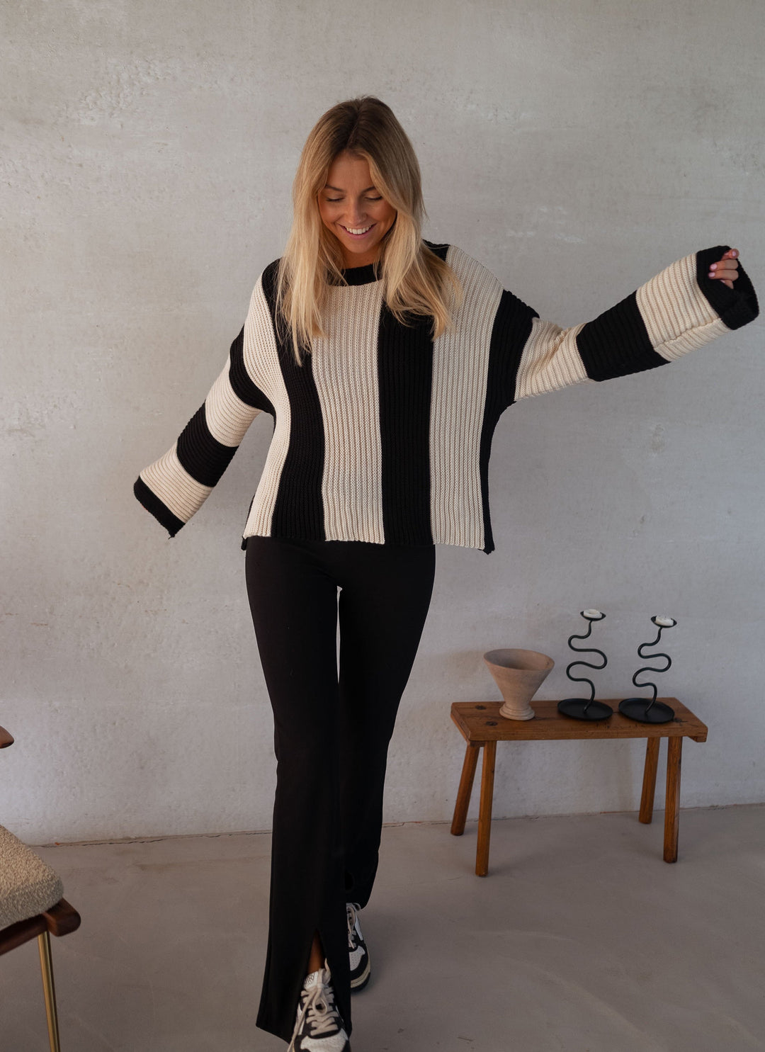 Stilla | Stribet Damen Strikpullover