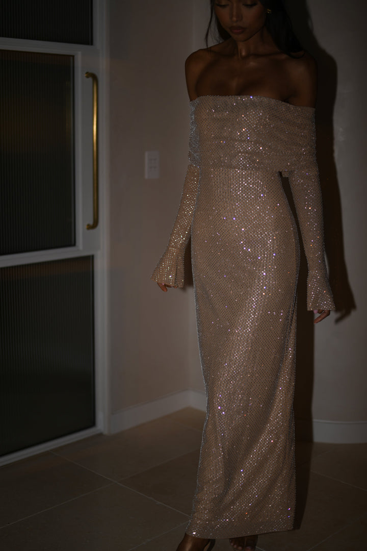 Stilla | Off Shoulder Maxikjole Med Strass