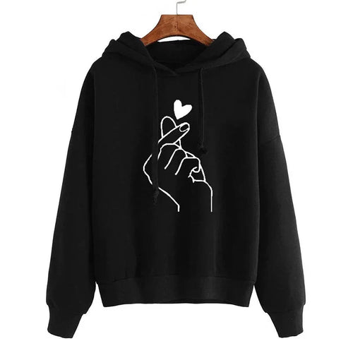Stilla | Hoodie I Fleece med Fingerhjerte-Motiv