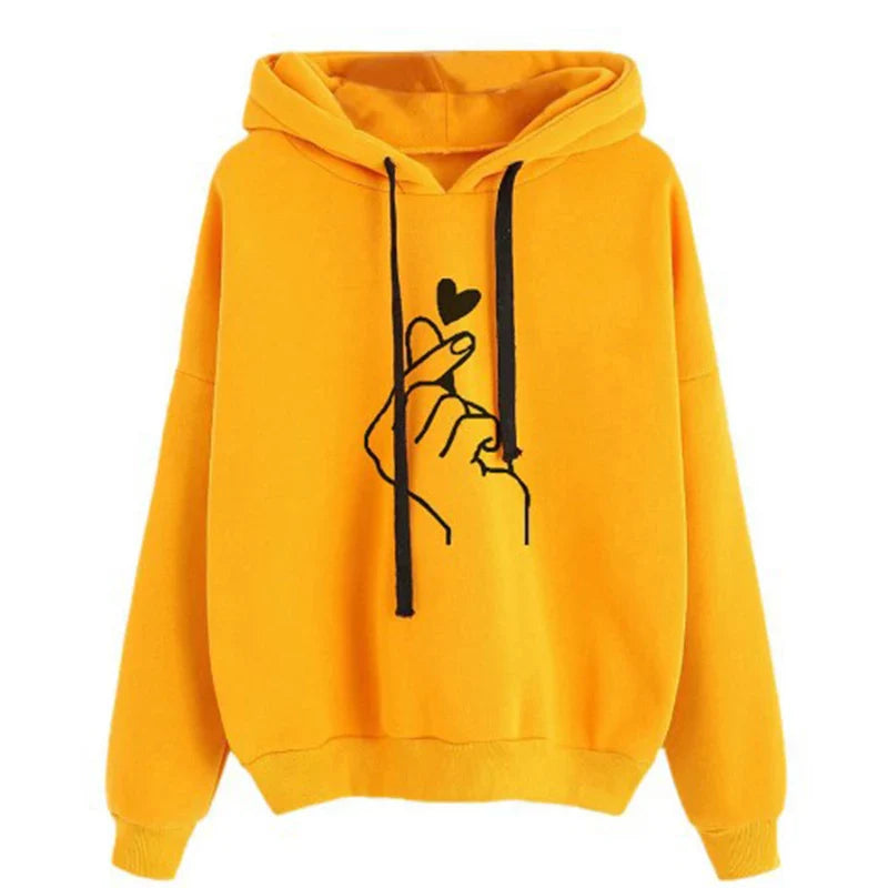 Stilla | Hoodie I Fleece med Fingerhjerte-Motiv