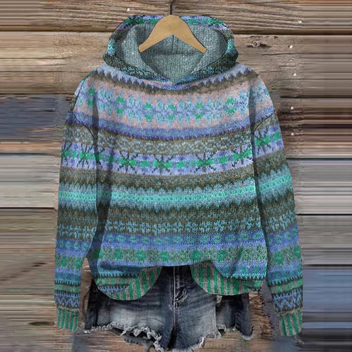 Stilla | Hoodie med norsk mønster - Striktrøje med hætte