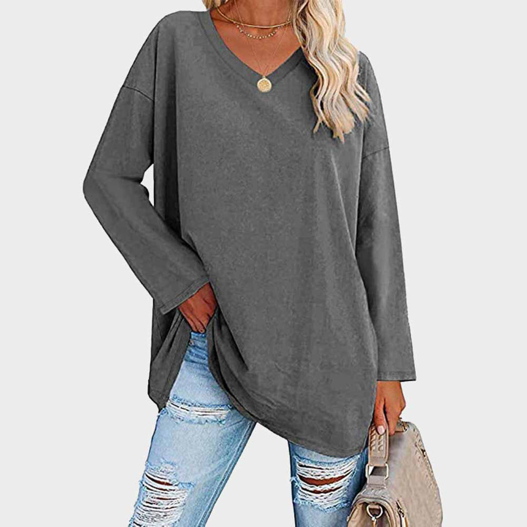 Stilla | Elegant Bluse med Lange Ærmer og V-hals