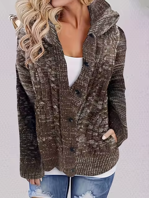 Stilla | Drejet Cardigan Med Hætte