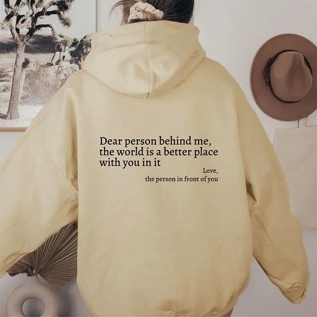 Stilla | Bomulds hætte sweatshirt med markant tekst