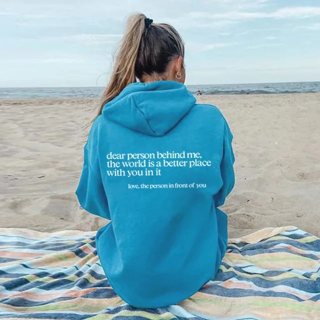 Stilla | Bomulds hætte sweatshirt med markant tekst