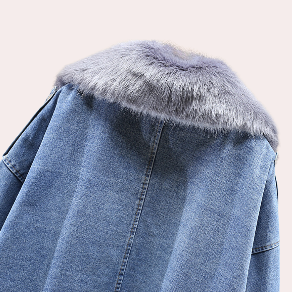 Stilla | Dame Stilfuld Denim Dunjakke Vinterjakke