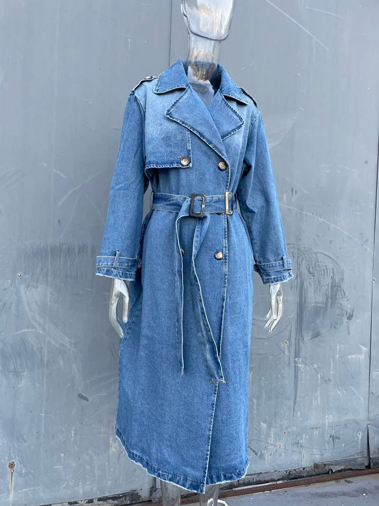 Stilla | Casual trenchcoat lavet af denimstoff