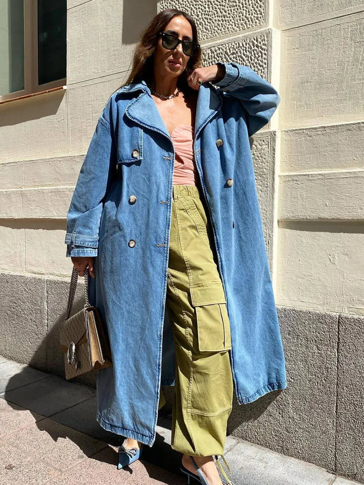 Stilla | Trenchcoat i Blødt og Varme Denim