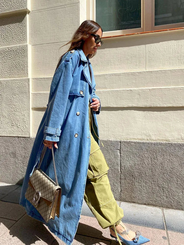 Stilla | Casual trenchcoat lavet af denimstoff