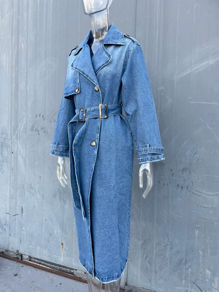Stilla | Casual trenchcoat lavet af denimstoff