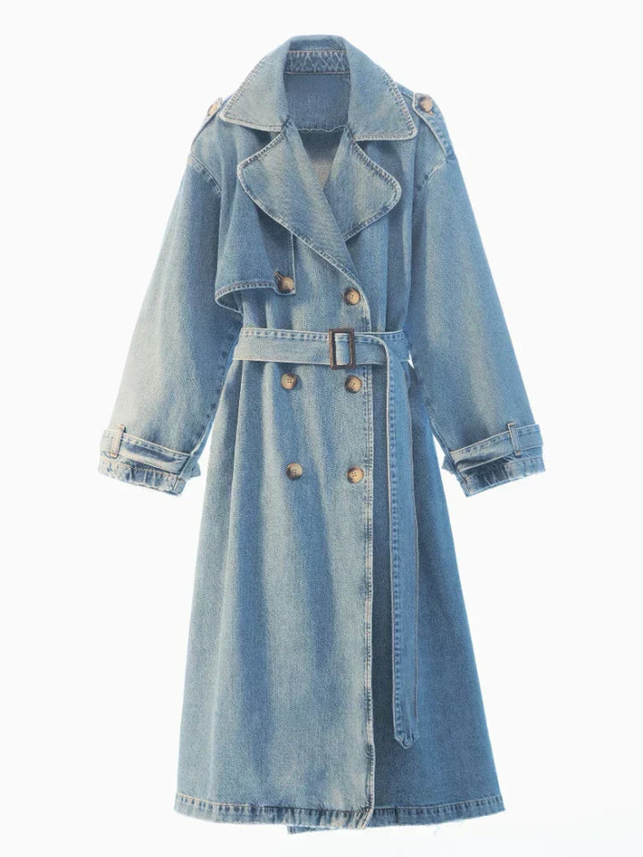 Stilla | Trenchcoat i Blødt og Varme Denim