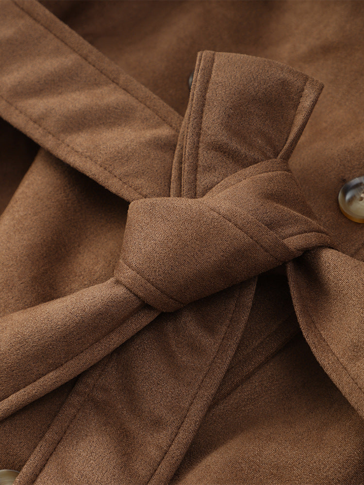 Stilla | Elegant Suede Frakke Med Bælte
