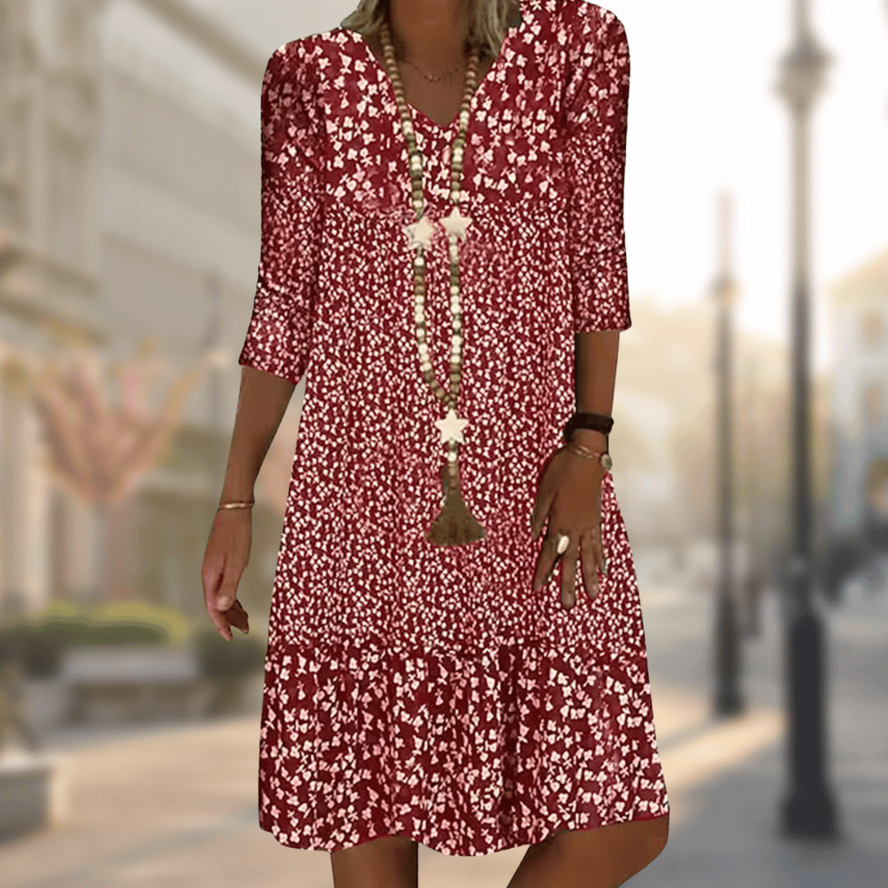 Stilla | Blomstrende Casual V-hals Kjole