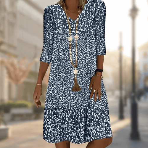 Stilla | Blomstrende Casual V-hals Kjole