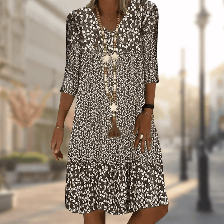 Stilla | Blomstrende Casual V-hals Kjole