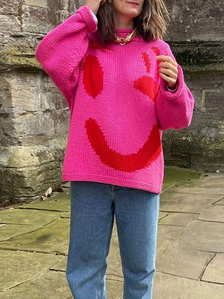 Stilla | Strikket Oversize Snit Lang Abstrakt Intarsia Mønster