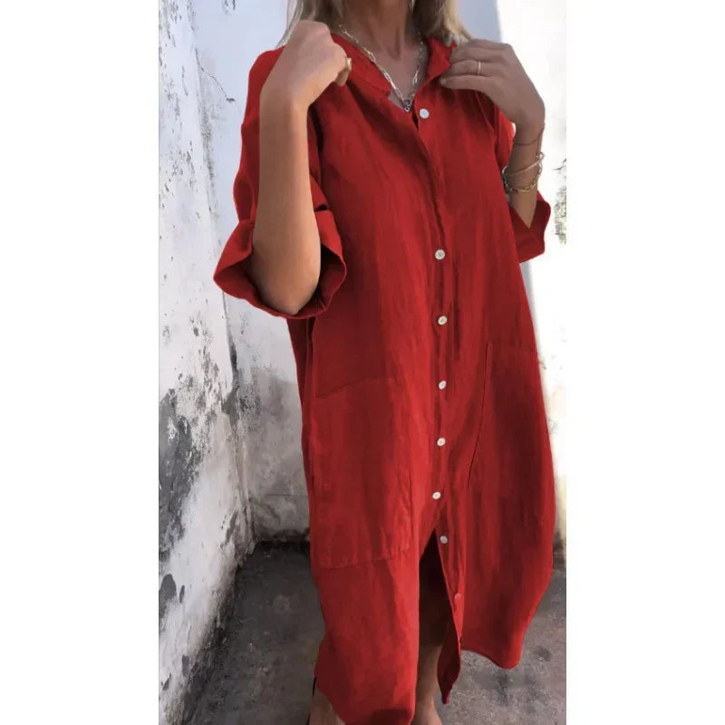 Stilla | Casual Skjorte-stil Maxi Kjole