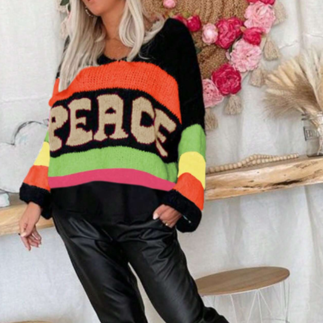 Stilla | Strikpullover i fluorescerende strik Peace