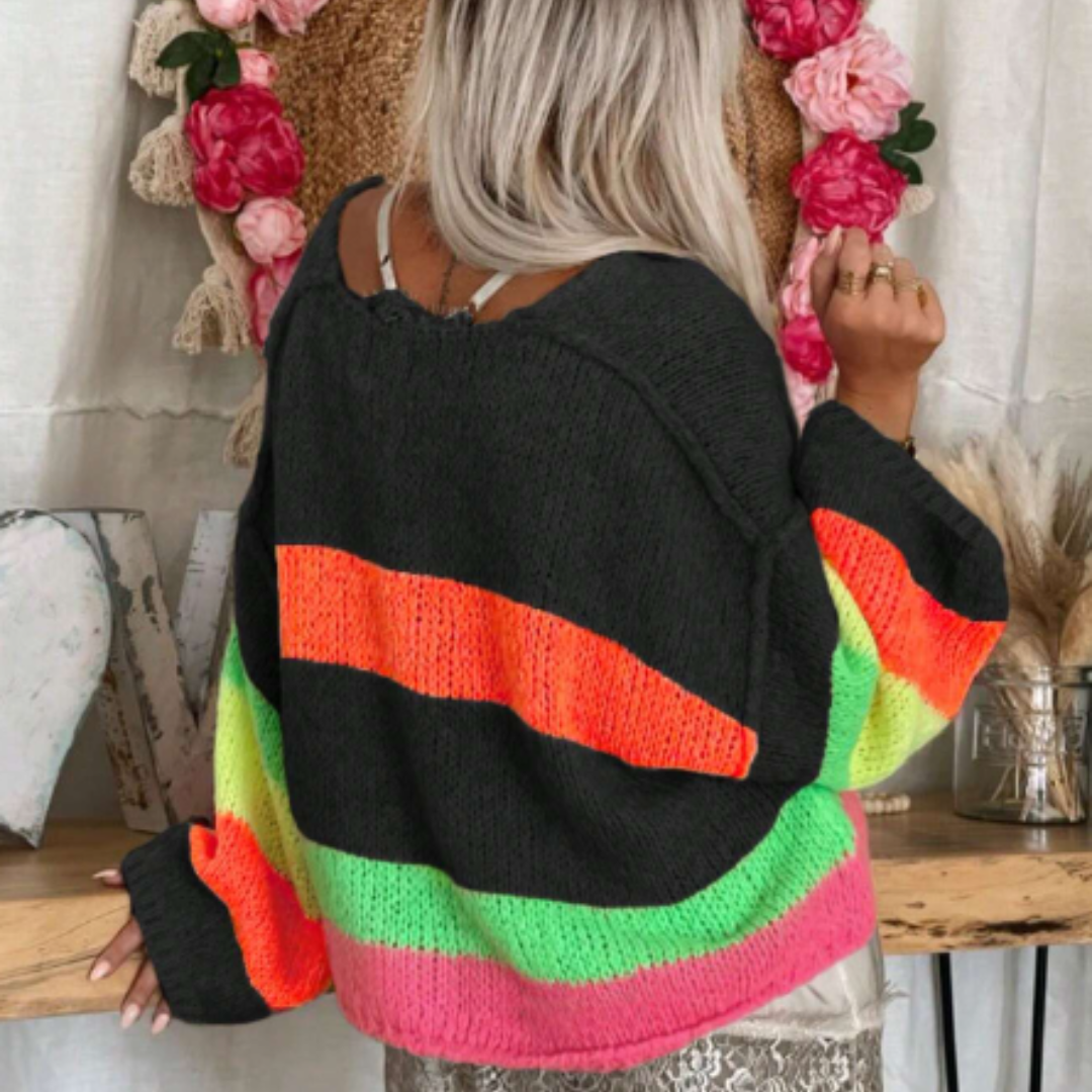 Stilla | Strikpullover i fluorescerende strik Peace