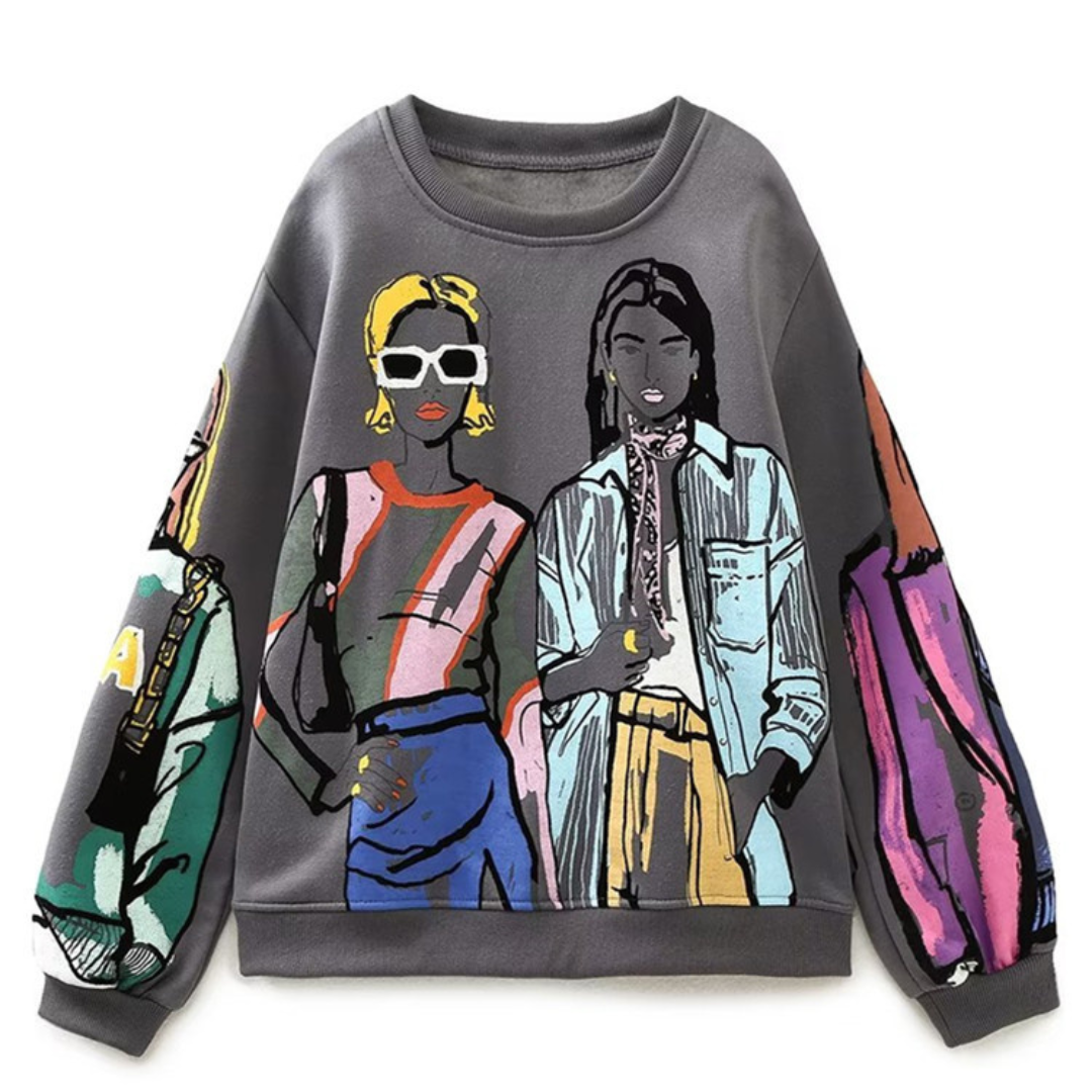 Stilla | Løst siddende sweatshirts med uldprint