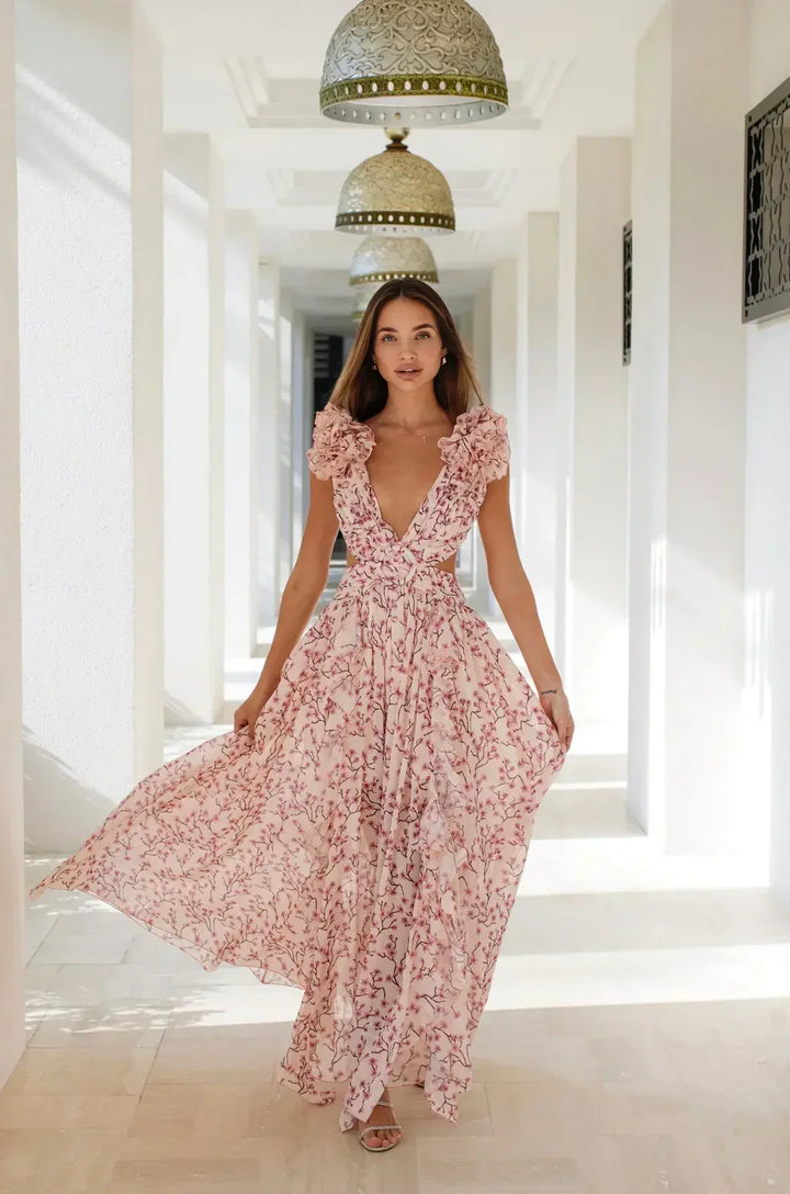 Stilla | Cutout Ruffle Max Kjole