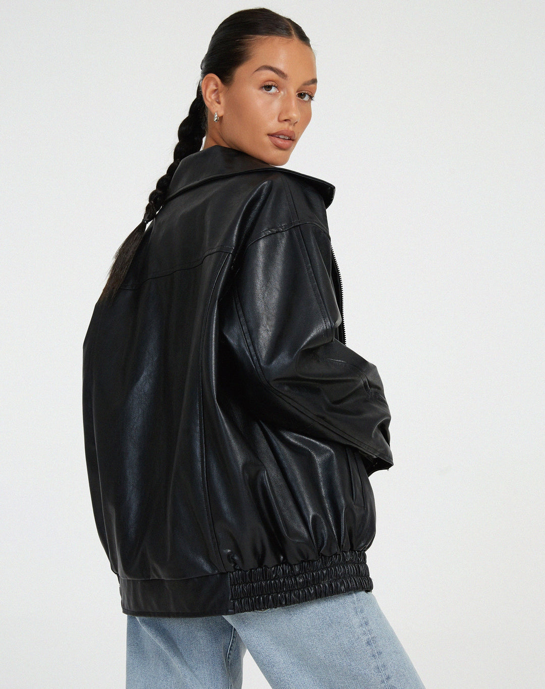 Stilla | Oversize Kunstlæderjakke - Fashionabel Streetstyle-Look til Fritid & Hverdag