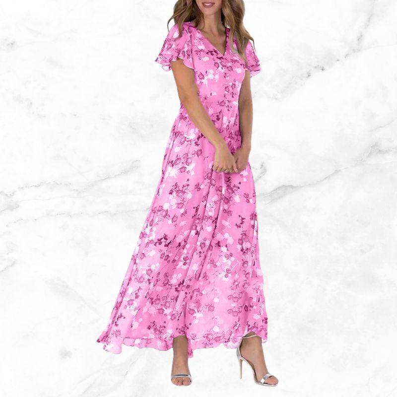 Stilla | Blomsterprintet Kjole med Let Fald