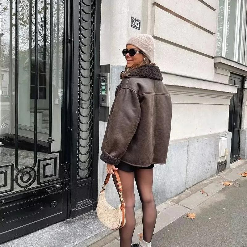 Stilla | Dame oversized frakke med kontrasterende lommer