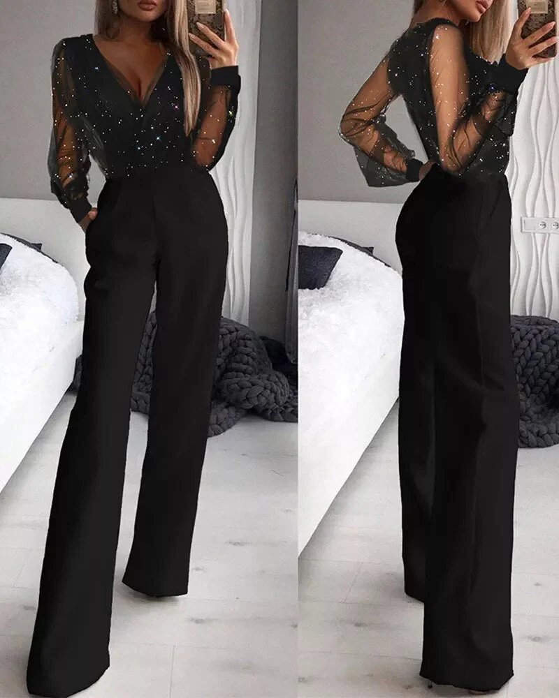 Stilla | Elegant Dame Jumpsuit Med Pailletter