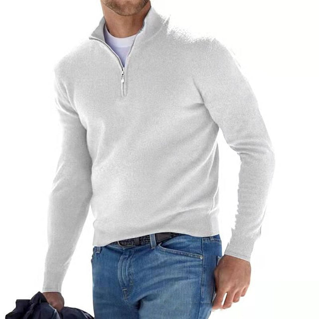 Stilla | V-hals trøje - Herre sweatshirt med lynlås