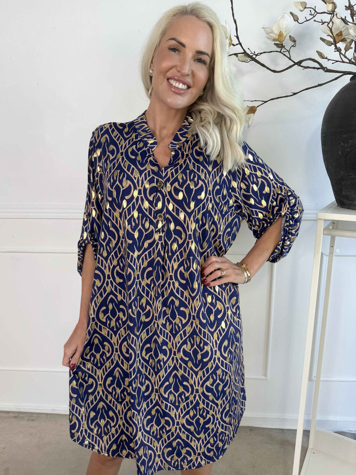 Stilla | Boho Maxikjole Med Gulddetaljer